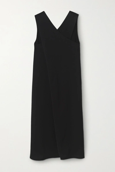 By Malene Birger Aluta Draped Wrap-effect Crepe Midi Dress In Black