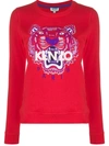 Kenzo Tiger Embroidered Sweatshirt In Medium Red