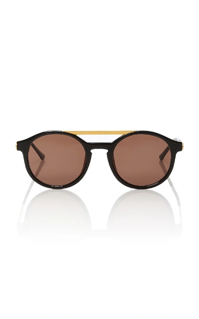 Thierry Lasry Fancy Round Brow-bar Sunglasses, Black