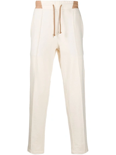Brunello Cucinelli Two-tone Tailored Track Trousers In White