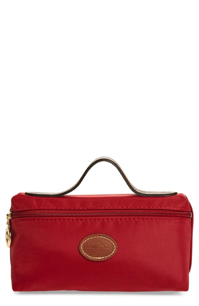 Longchamp Le Pliage Cosmetics Case In Burnt Red