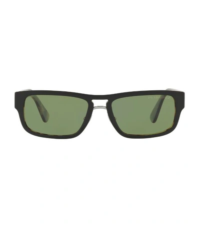 Prada Polarized Sunglasses, Pr 05vs 56 In Top Black/medium Havana/polar Green