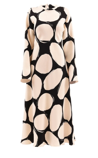 Marni Oversized Polka-dot Crepe Midi Dress In Print