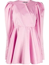 Rotate Birger Christensen Pauline Flared Duchesse-satin Mini Dress In Pink