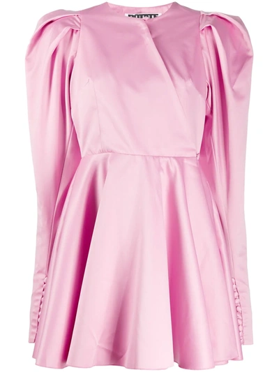 Rotate Birger Christensen Pauline Flared Duchesse-satin Mini Dress In Pink