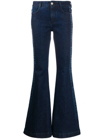Stella Mccartney Logo Stripe Flared Jeans In Blue
