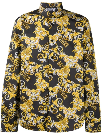 Versace Jeans Couture Leopard Print Shirt In Black