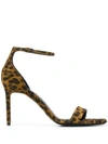 Saint Laurent Lexi Ankle-strap Leopard-print Suede Sandals In Brown