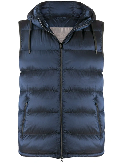 Herno Iridescent Padded Waistcoat In Blue