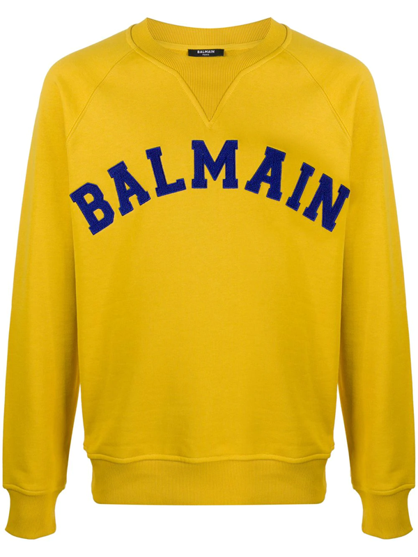 Balmain University Logo-embroidered Sweatshirt In Yellow | ModeSens