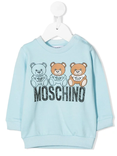 Moschino Logo Print Sweatshirt In Baby Sky Blue