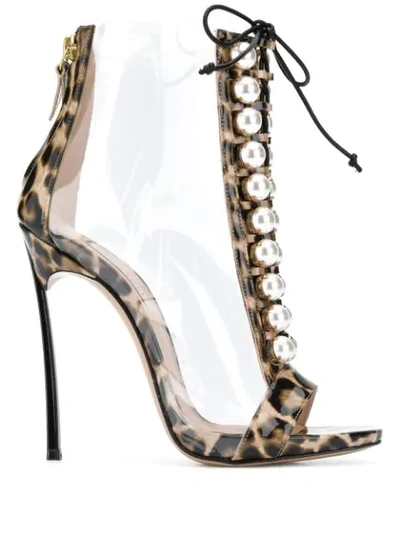 Casadei Leopard Print Sheer Ankle Boots In Neutrals