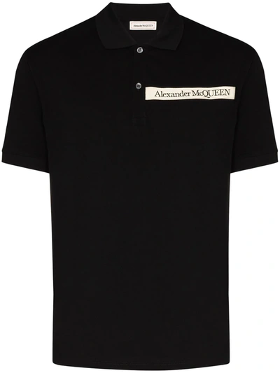 Alexander Mcqueen Pique Logo Polo Shirt In Black