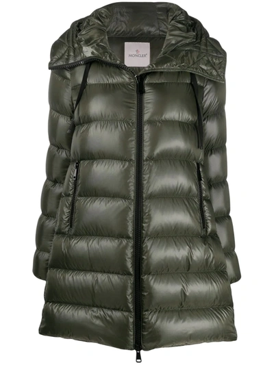 Moncler Down Padded Zip-up Jacket In Green