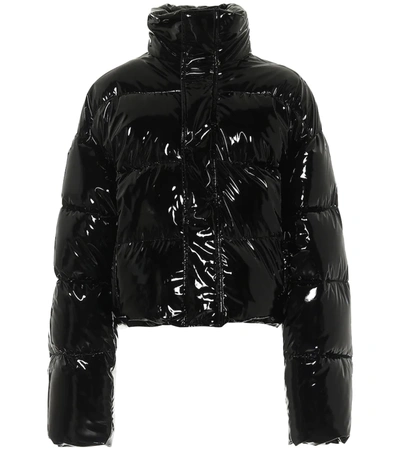 Balenciaga Black Shiny Cropped Puffer Jacket | ModeSens
