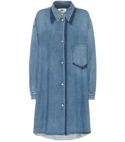 Mm6 Maison Margiela Shadow Cotton Denim Shirt Dress In Blue | ModeSens