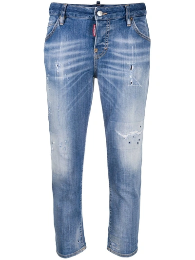 Dsquared2 Jennifer Cropped Denim Skinny Jeans In Blue