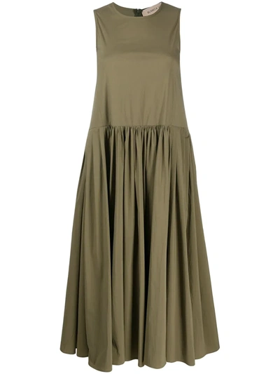 Blanca Vita Aria Stretch Cotton Midi Dress In Green