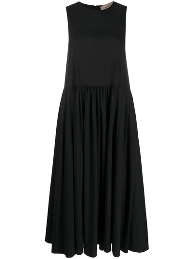 Blanca Vita Aria Stretch Cotton Midi Dress In Black