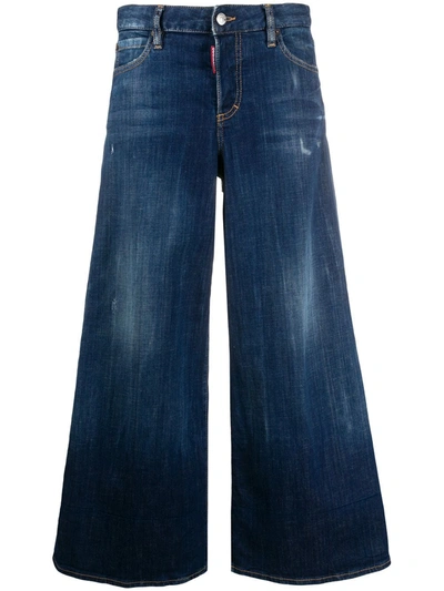 Dsquared2 Cropped Flared Jeans In Blue