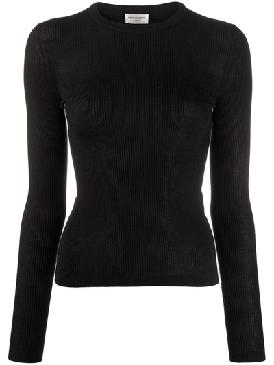 Saint Laurent Crew Neck Jumper In Black