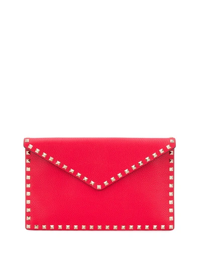 Valentino Garavani Rockstud Large Envelope Clutch Bag In Red