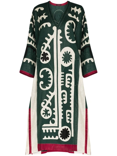 Vita Kin Mombasa Paisley-print Linen Kaftan In Green