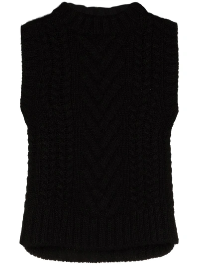 Cecilie Bahnsen Madelyn Knitted Wool Vest In Black