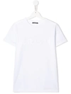 Balmain Kids' Logo Print T-shirt In Bianco/argento