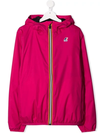 K-way Teen Zipped Hooded Jacket In Pink