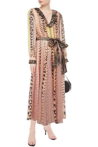Temperley London Delilah Ruffled Metallic Silk-blend Voile Maxi Dress In Pink