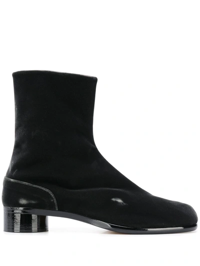 Maison Margiela 30mm Tabi Velvet Ankle Boot In Black