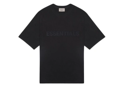 Pre-owned Fear Of God Essentials 3d Silicon Applique Boxy T-shirt Dark Slate/stretch Limo/black