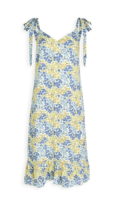 Lost + Wander Blossom & Bloom Floral Smocked Dress In Blue Yellow Floral
