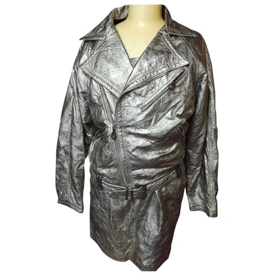 Pre-owned Versace Leather Jumpsuit In Silver