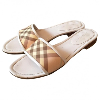 Pre-owned Burberry Leather Mules In White