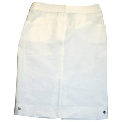 Pre-owned Blumarine Linen Mid-length Skirt In White
