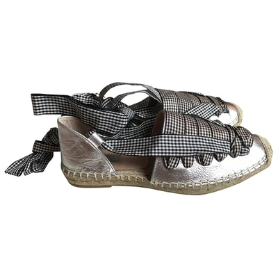 Pre-owned Topshop Tophop  Silver Leather Espadrilles
