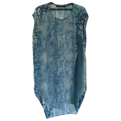 Pre-owned Allsaints Silk Mid-length Dress In Blue