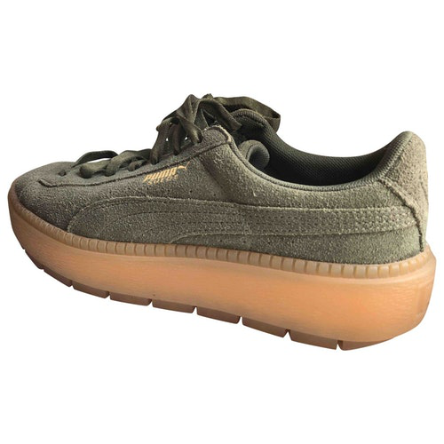 puma basket platform khaki