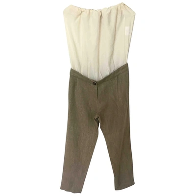 Pre-owned Semicouture Linen Jumpsuit In Beige