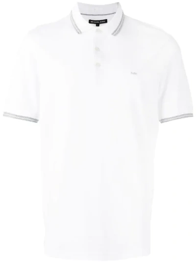 Michael Kors Contrast Detail Polo Shirt In White