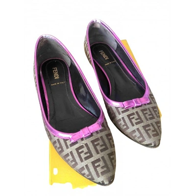 Pre-owned Fendi Brown Cloth Ballet Flats