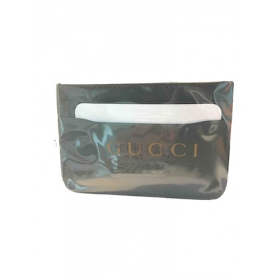 Pre-owned Gucci Leather Card Wallet In Green