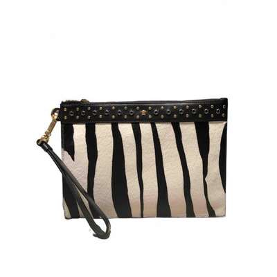 Pre-owned Versace Pony-style Calfskin Clutch Bag In Black