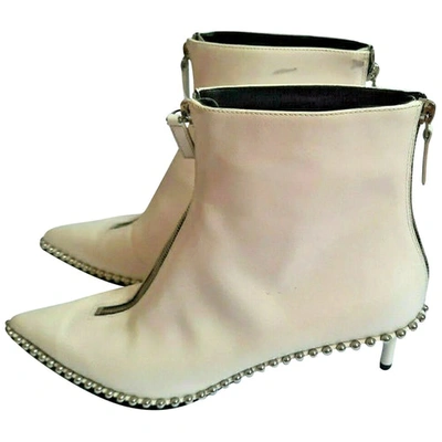 Pre-owned Alexander Wang Leather Ankle Boots In White