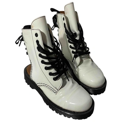 Pre-owned Jean Paul Gaultier Patent Leather Lace Up Boots In White