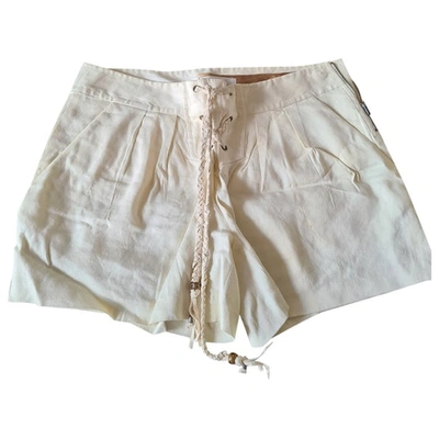 Pre-owned Diane Von Furstenberg Cloth Mini Short In Ecru