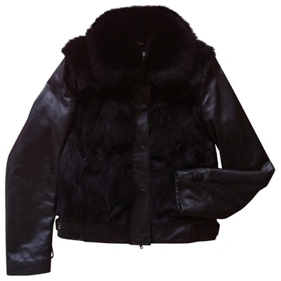 Pre-owned Trussardi Leather Coat In Black