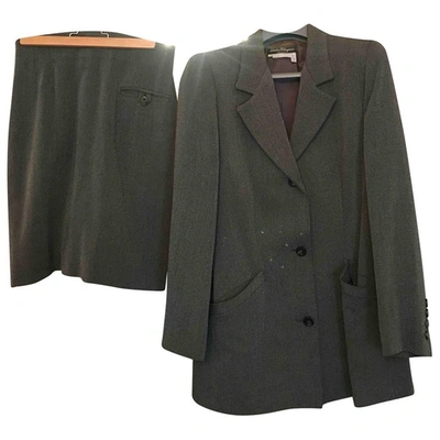 Pre-owned Ferragamo Wool Skirt Suit In Grey